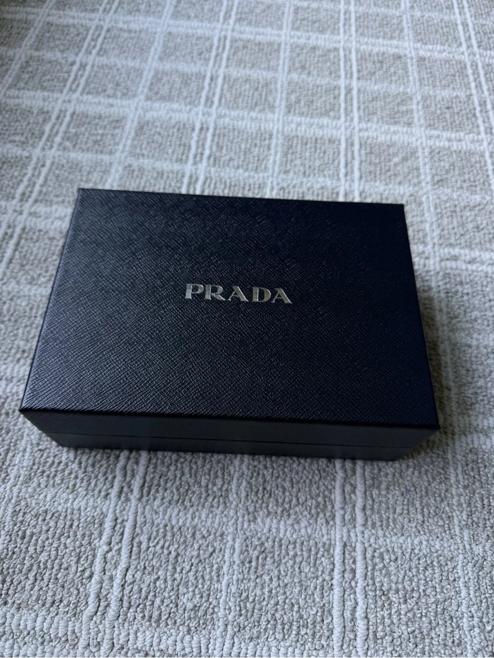 Prada Black Saffiano Leather Money Clip Box with Silver Logo